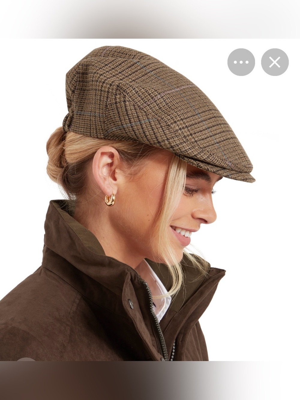 🌳 “Hanna Hats” ~ Brown Tweed Newsboy Cap - Picture 11 of 13